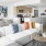 a living room with a couch and a table
